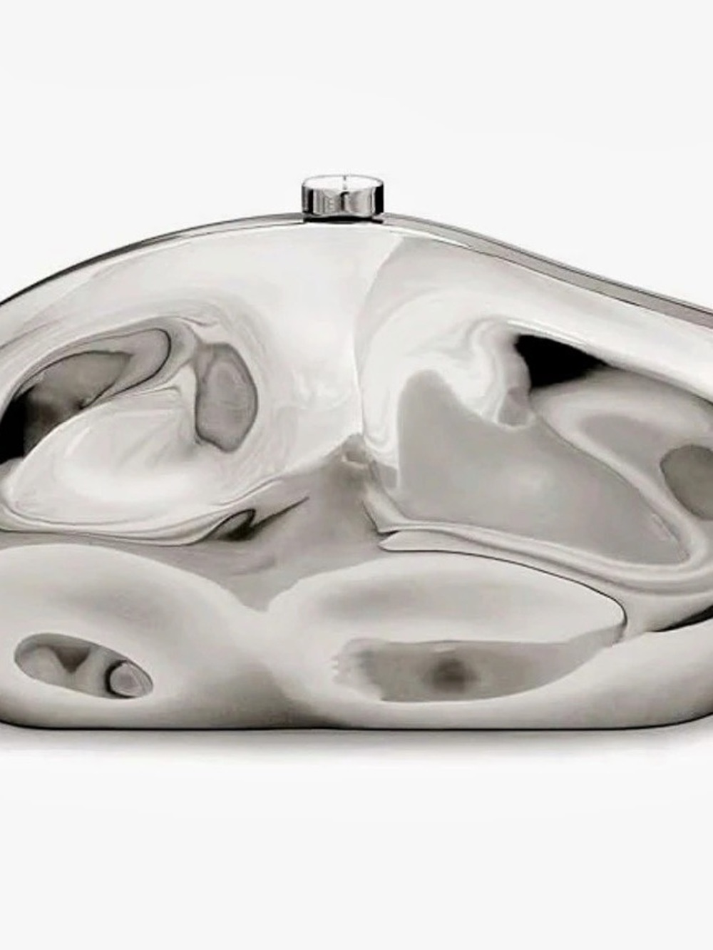 Silver Metallic Clutch with Chain Like New